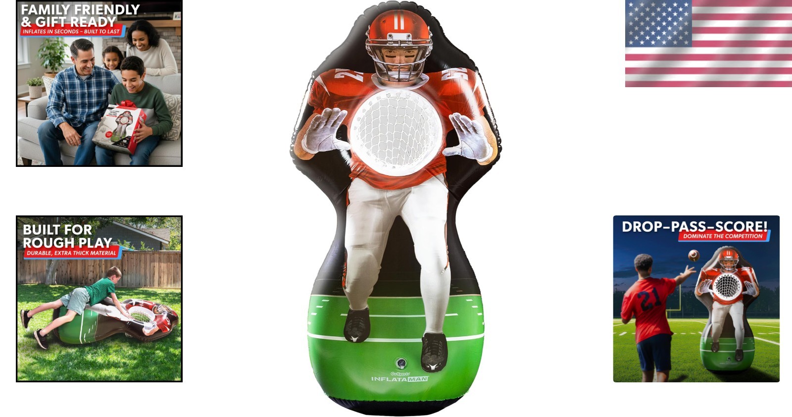 Touchdown Challenge Game – Inflatable Receiver & 4 Rubber s