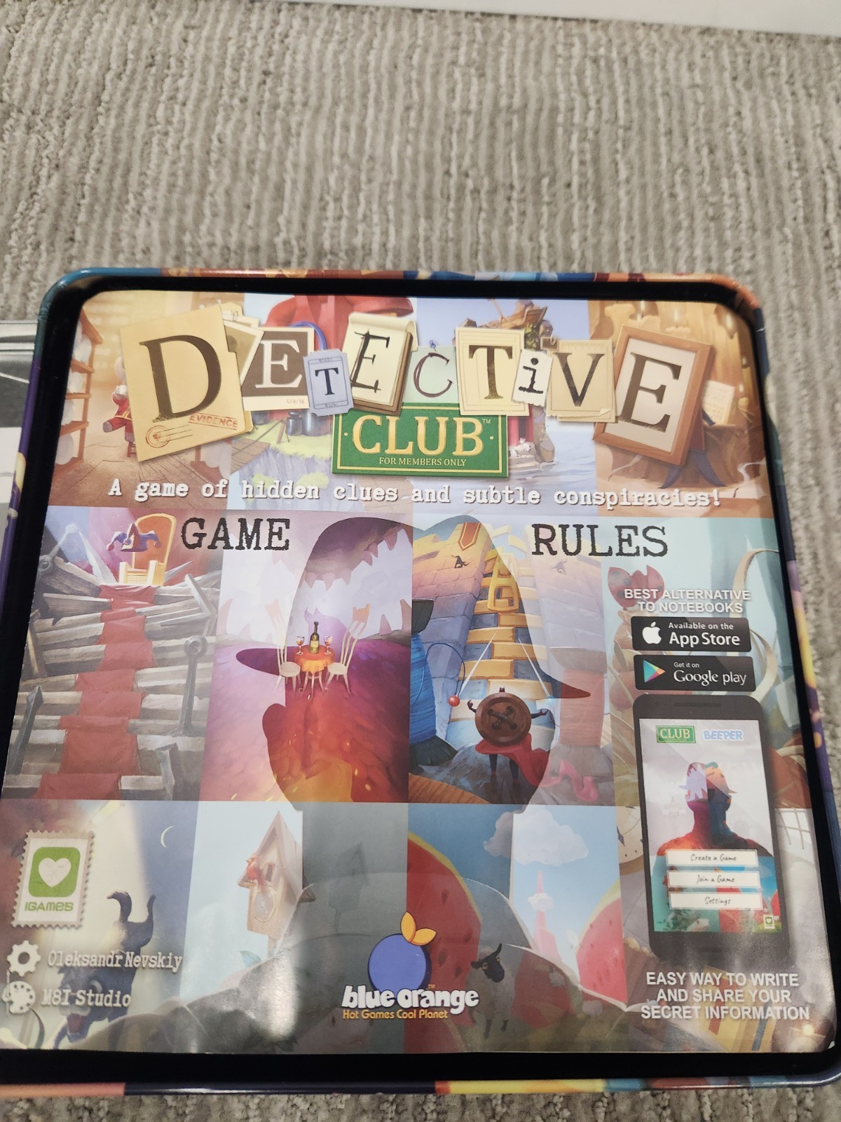 Detective Club Board Game (Rare Metal Tin Ed.) 100% Conplete