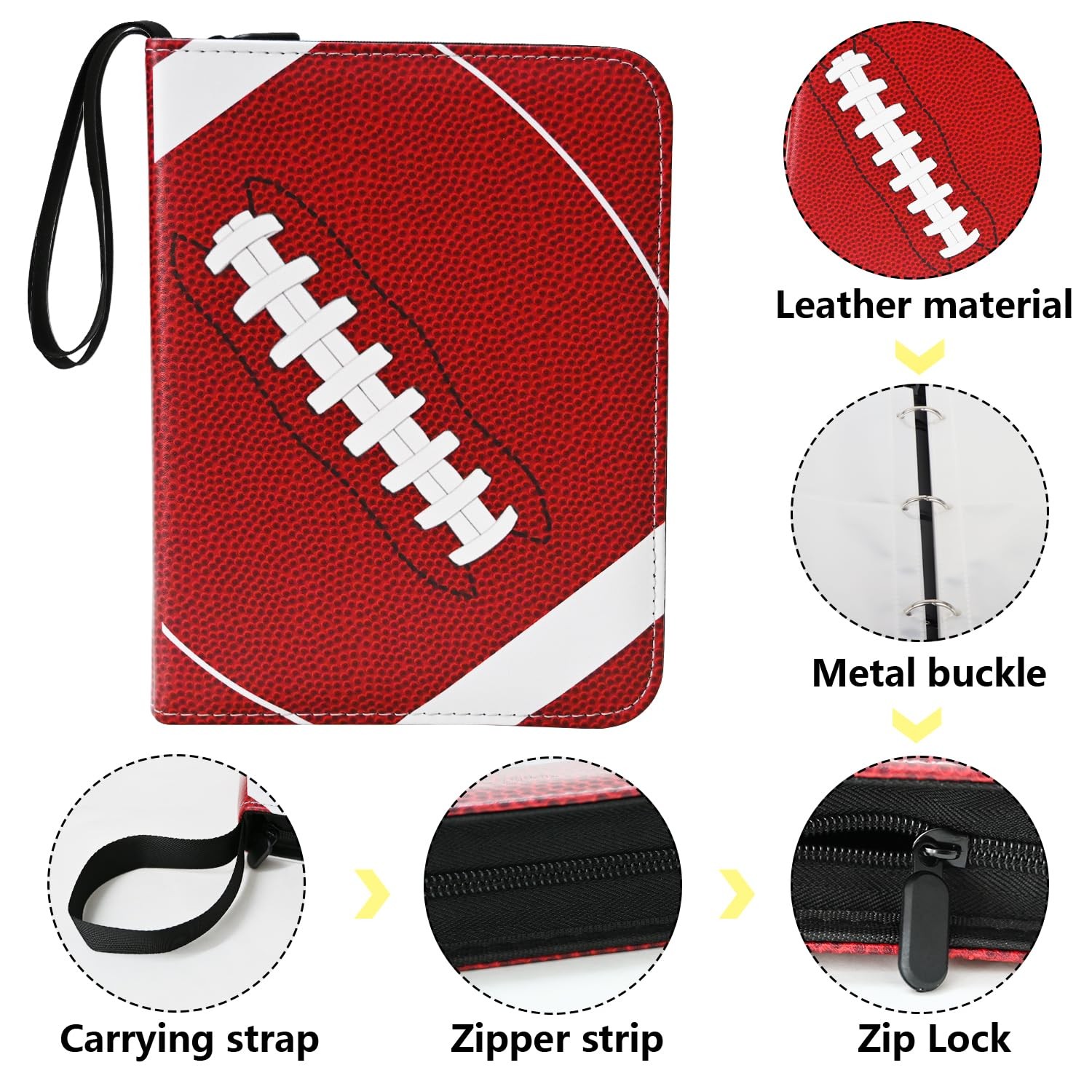 400 Card Binder Pockets, Trading Albums with 50 Football Card, Red
