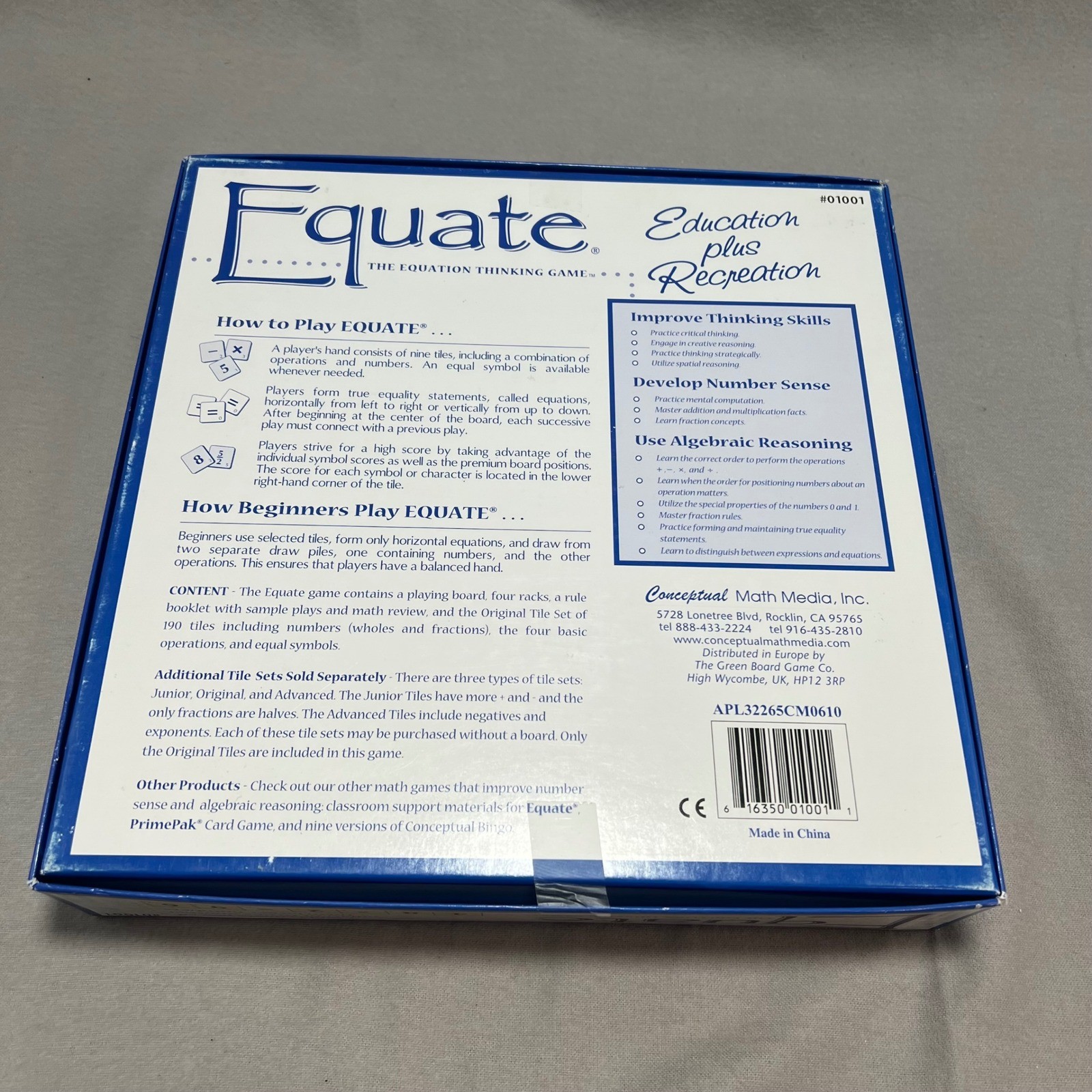 Equate The Equation Thinking Game Complete Math Board Game Conceptual Math Media