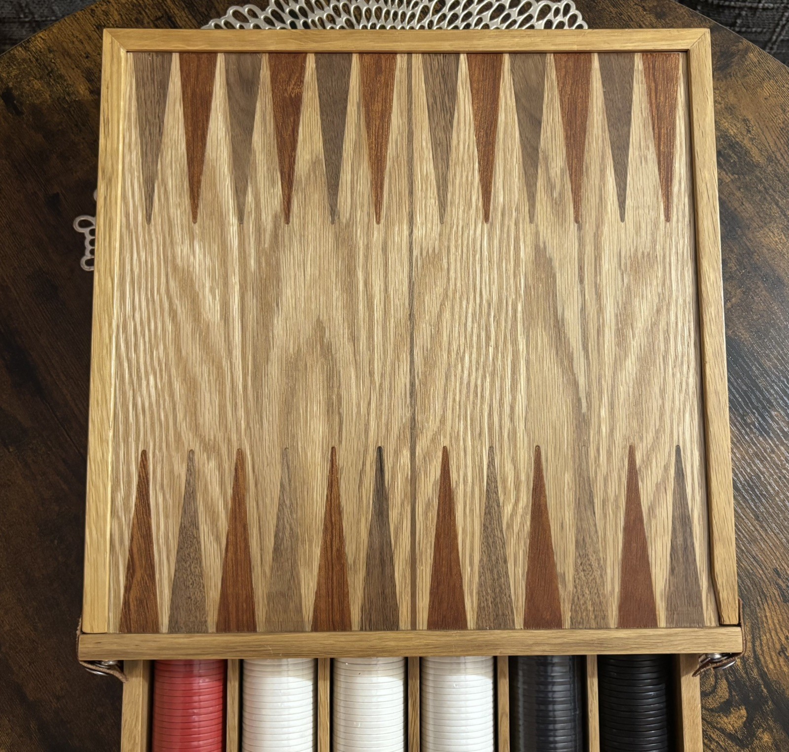 5 in 1 Game Board Set – Checkers, Backgammon, Dice, Poker Chips, & Playing Cards