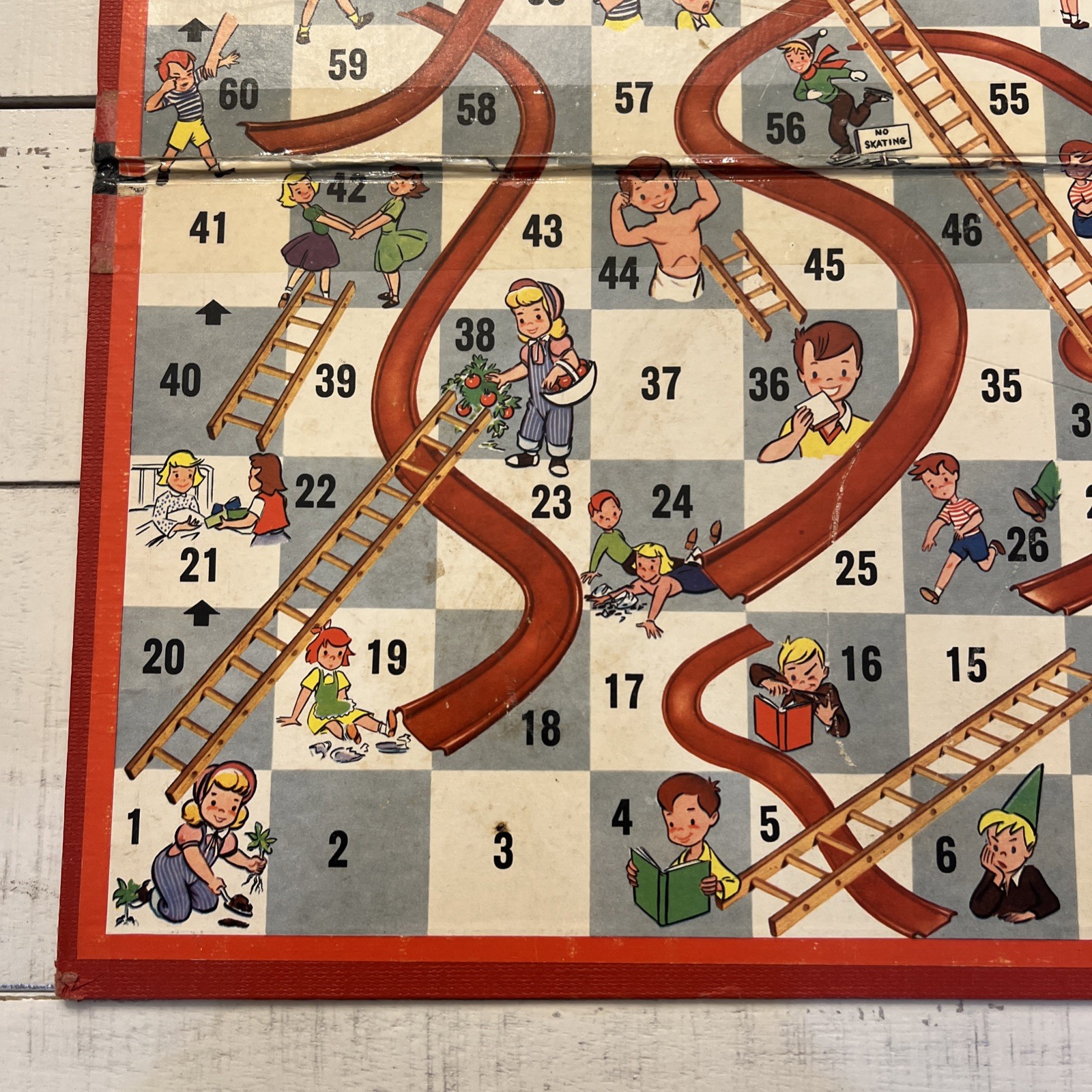 VTG 1950s CHUTES and LADDERS Board Game No 4600 Milton Bradley BOARD ONLY *Read*