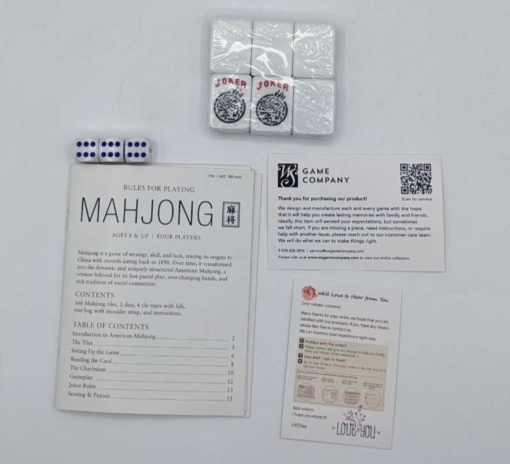 Mahjong Tile Set with Storage Boxes 166pc Oversized Tiles Board Game NOB