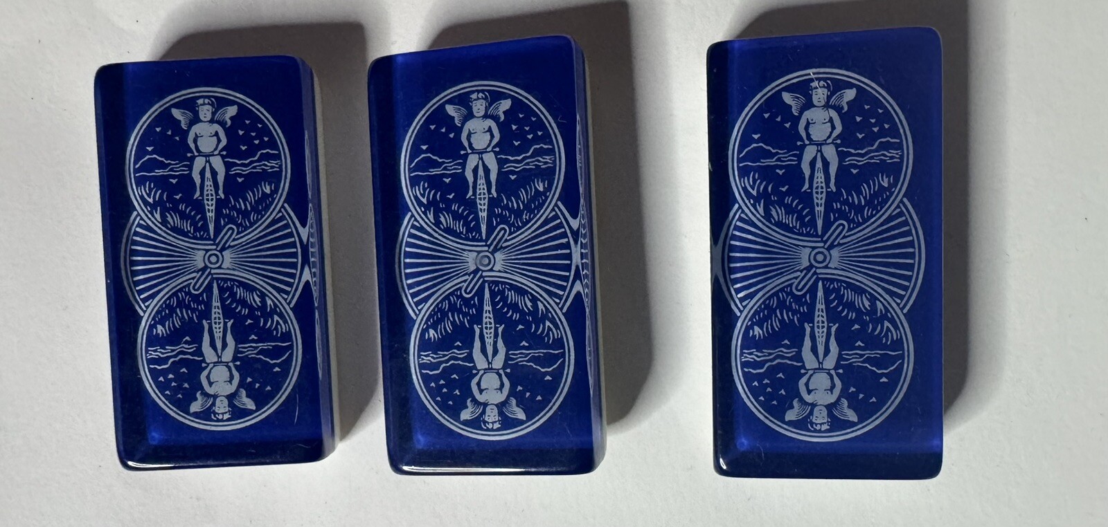 Rare-Premium Double 12 Domino Set Bicycle Brand Rider Back 91 dominos wood case
