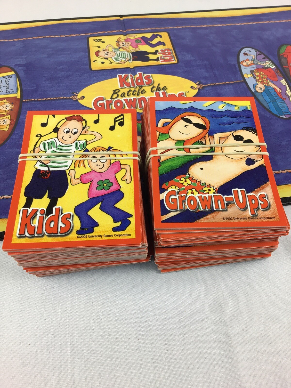 Kids Battle The Grown Ups Trivia Board Game University Games 2002 Complete