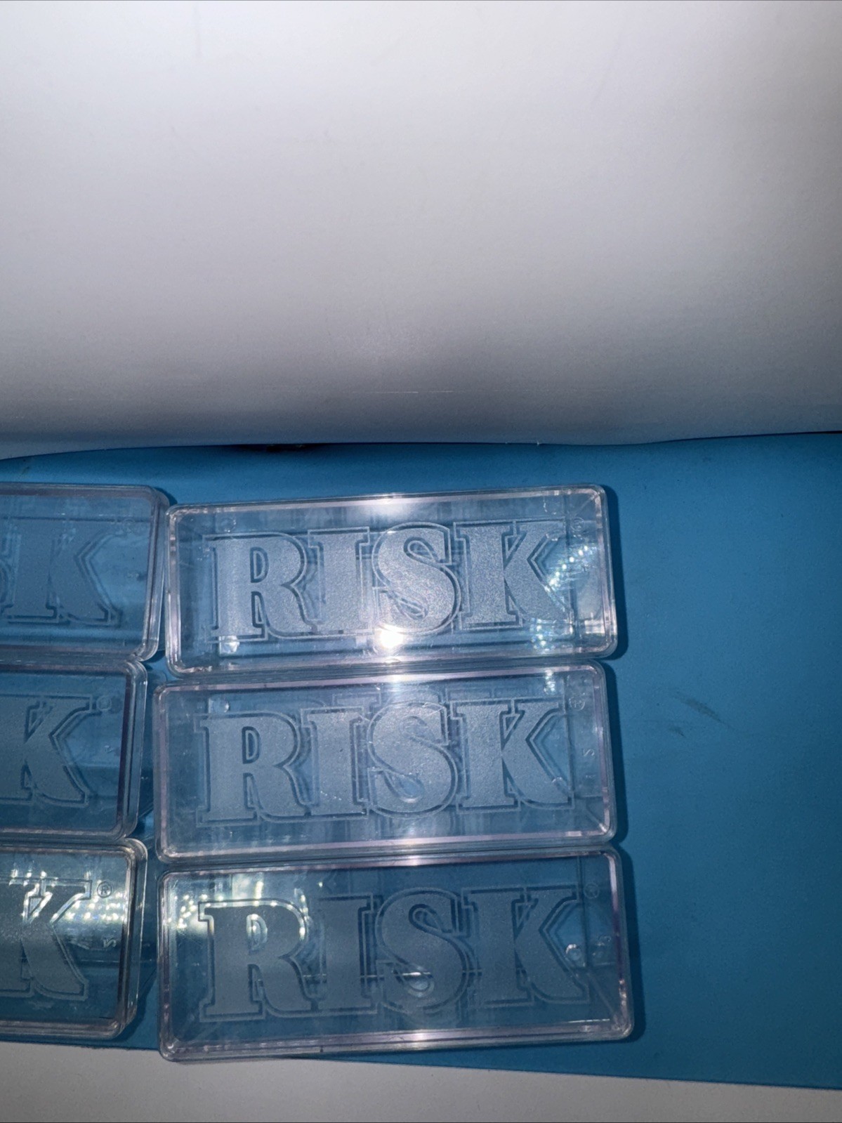 Risk 1993 Replacement 6 Plastic Etched Storage Boxes & Lids – Clear Container