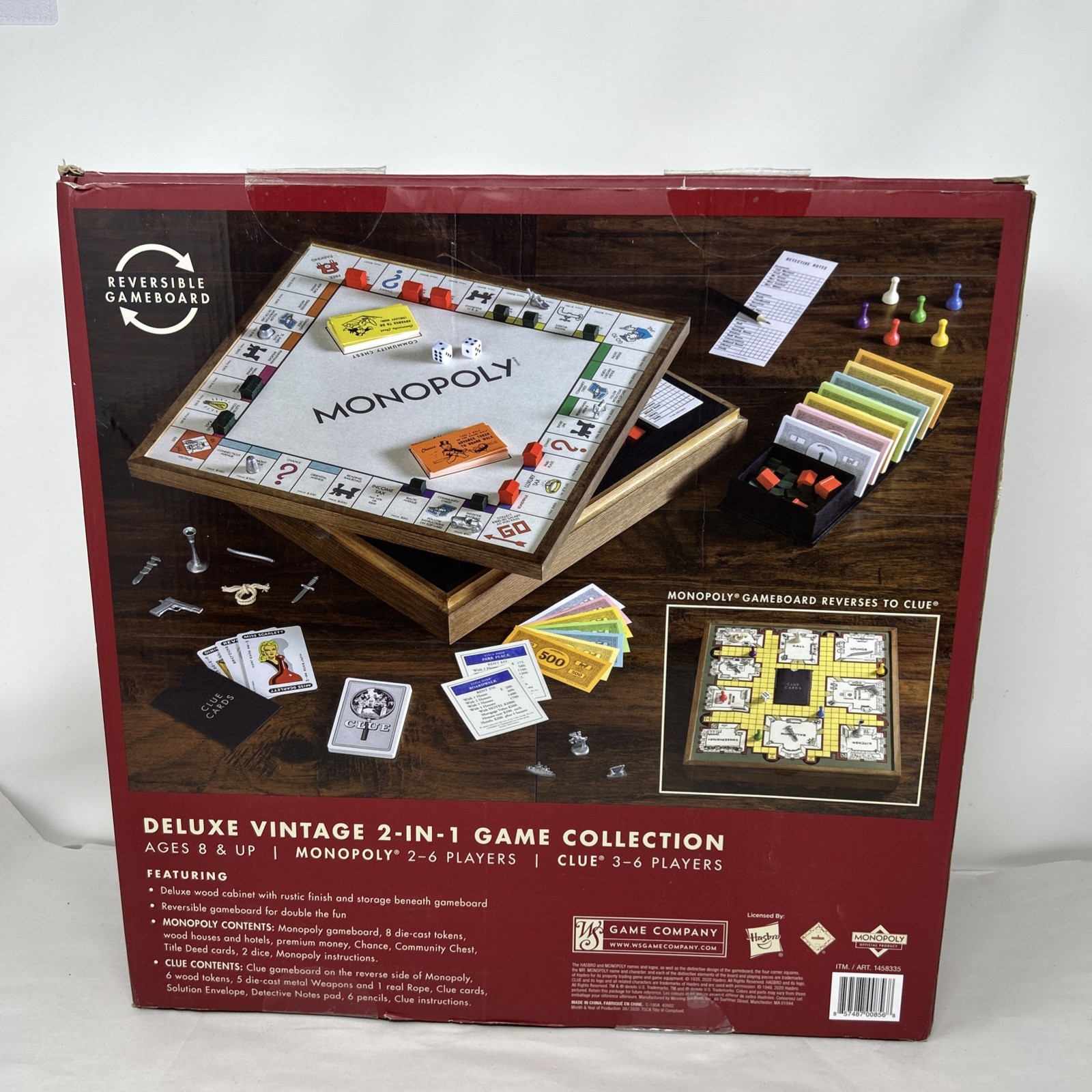 MONOPOLY and Clue Deluxe Vintage 2 in 1 Wood Game Collection Set Complete