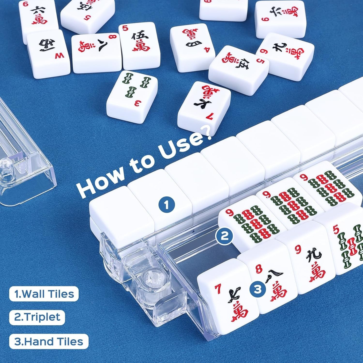 Mahjong Racks with Pushers, 4PCS Mahjong All-in-One Tile Rack and Pusher, Cle…