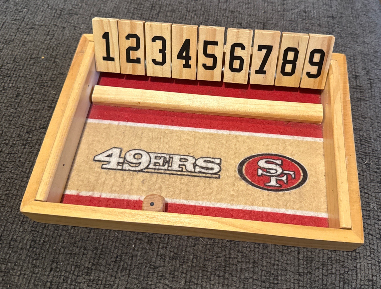 San Francisco 49er’sWooden Shut The Box Dice Game Board Game NFL Tailgating!