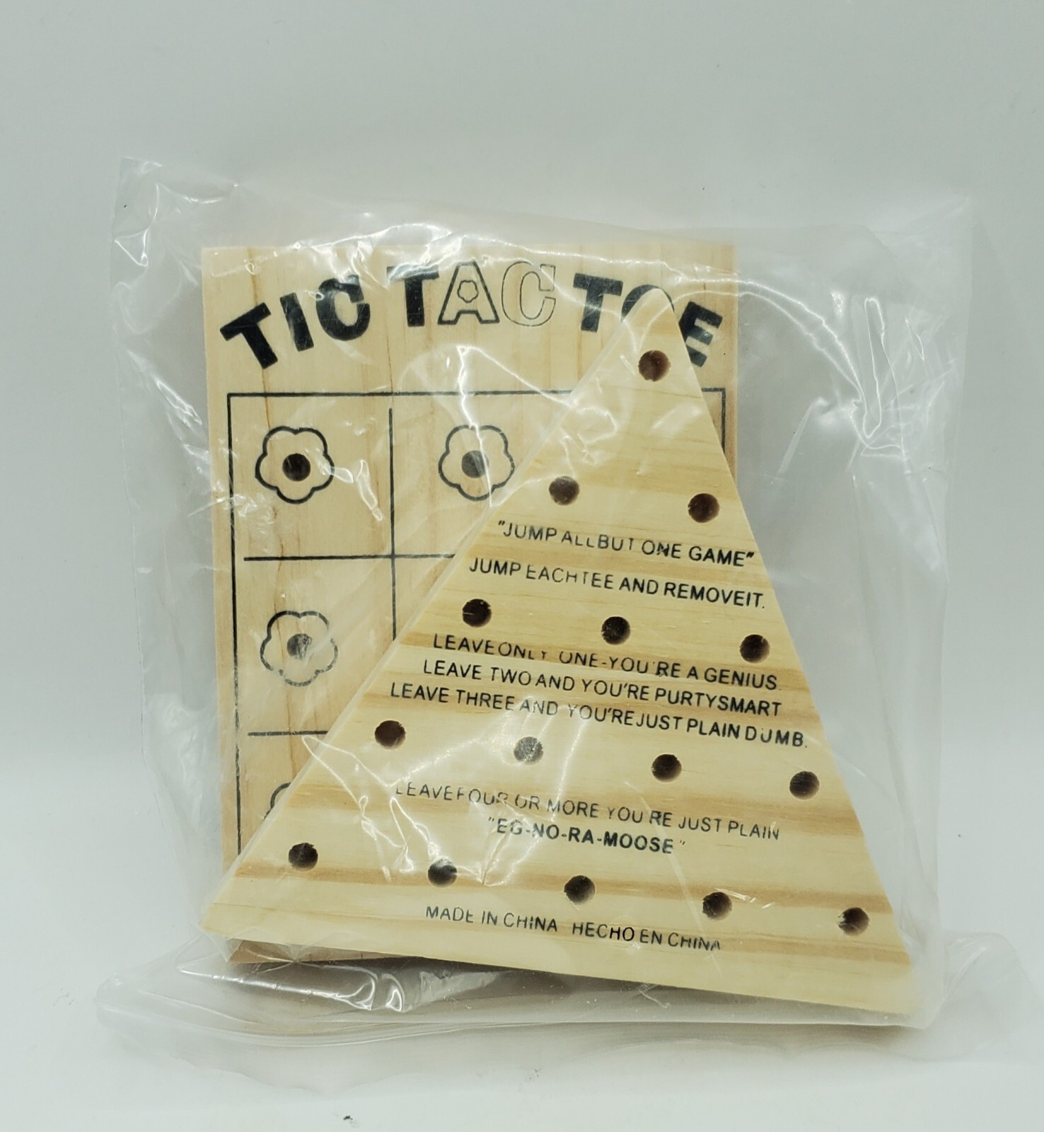 Mini 2 PC Wooden Games Tic Tac Toe & Tricky Triangle Table Family Classic Home