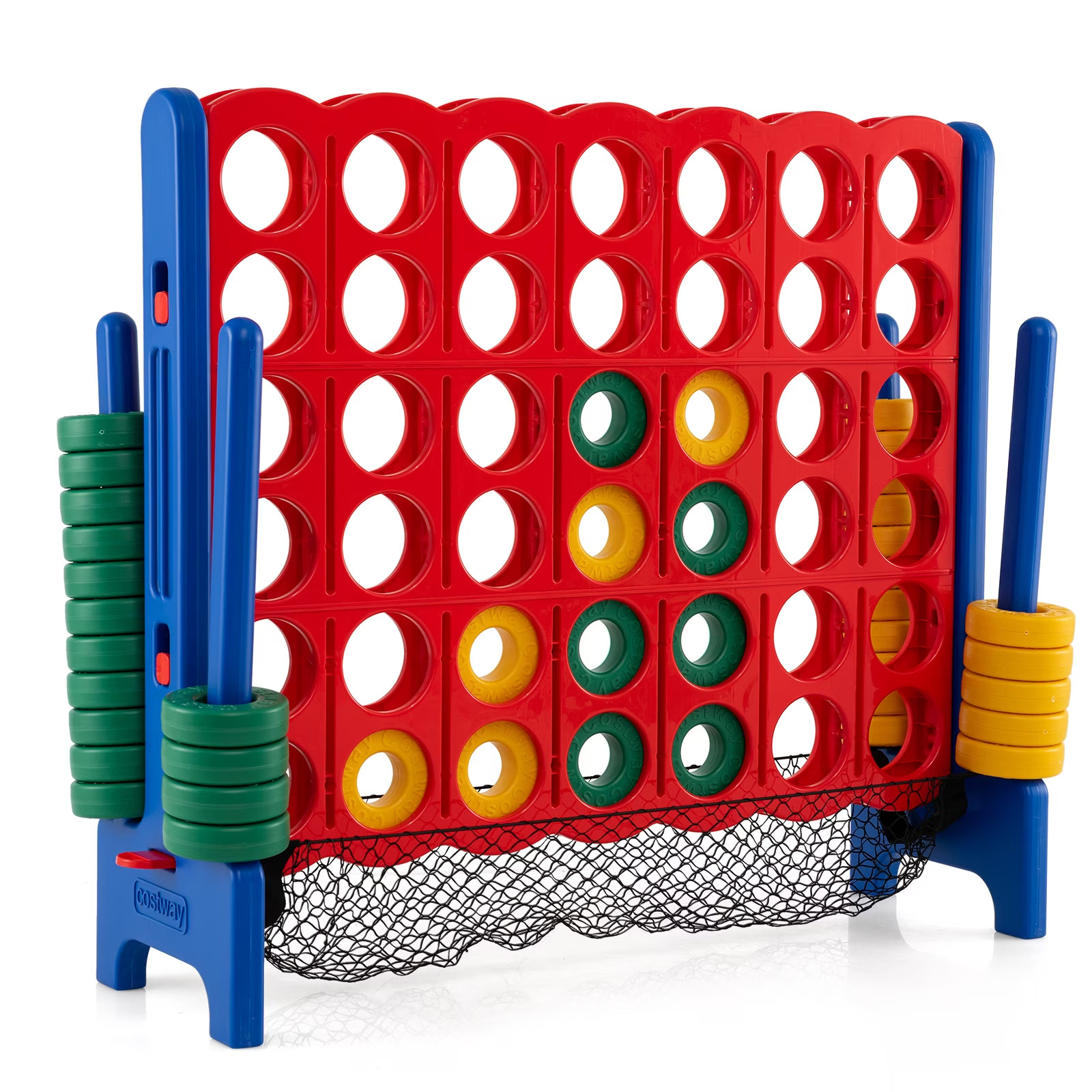 4-To-Score Giant Game Set 4-In-A-Row Connect Game with Storage Net for Kids & Ad