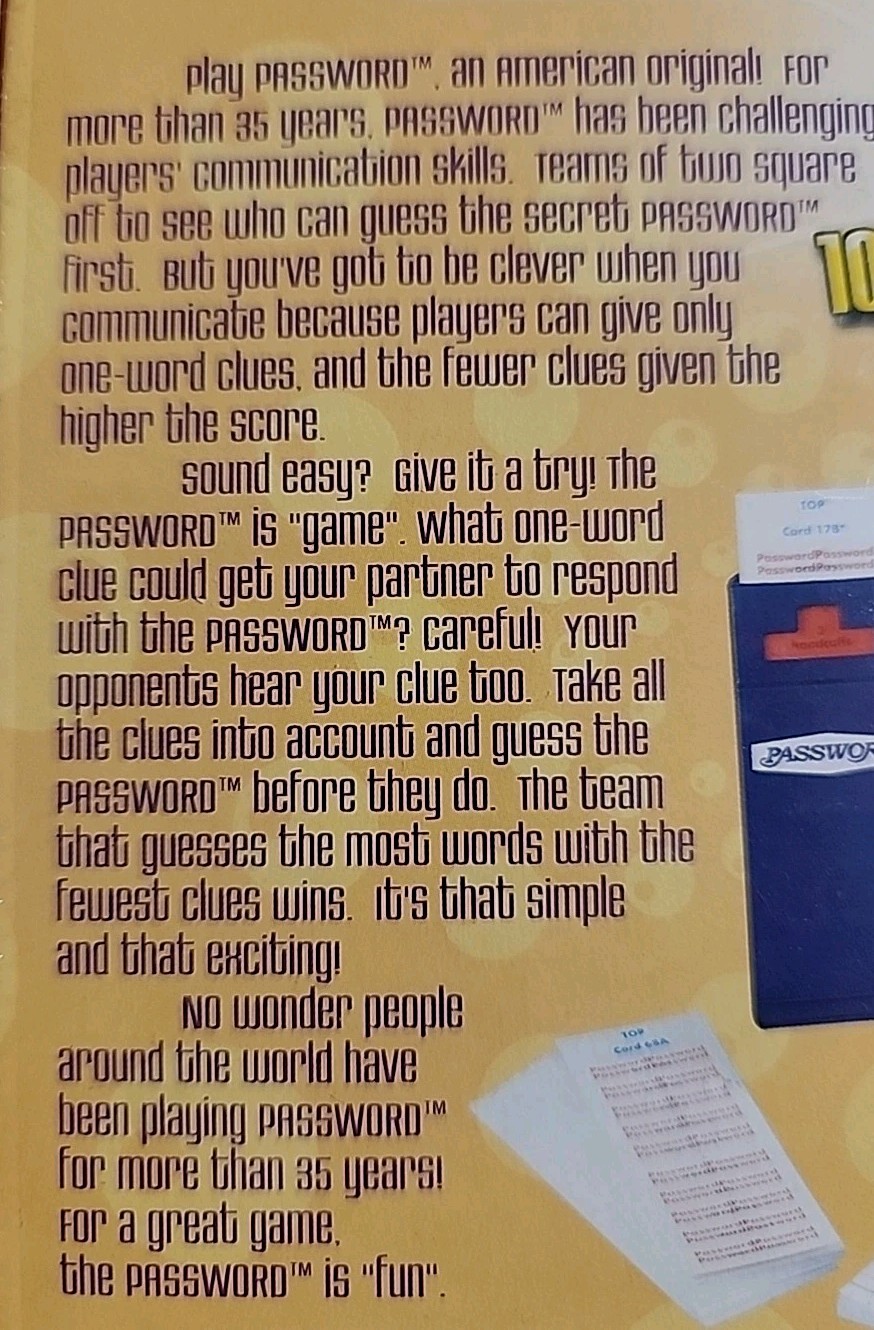 PASSWORD Endless Games 2008 Quick Picks 5th Edition — New in Box
