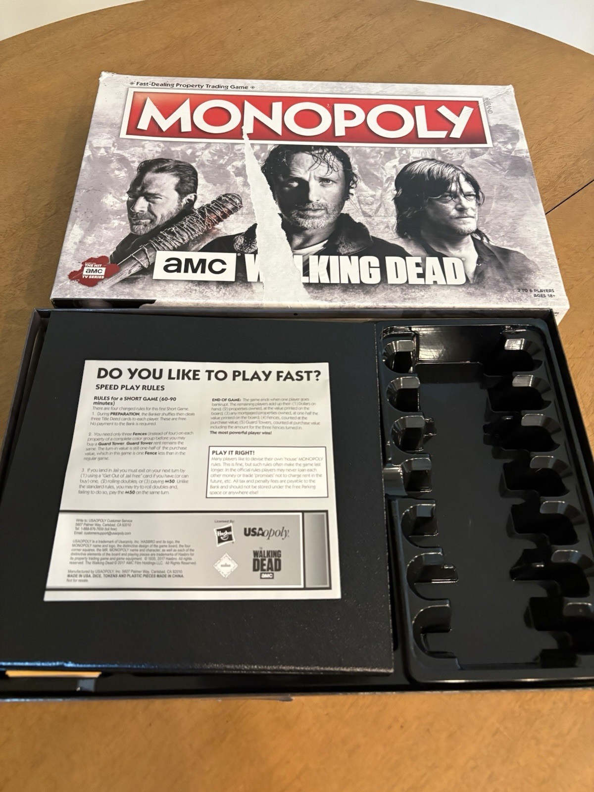 USAopoly AMC The Walking Dead Monopoly Board 100% Complete Damaged Box
