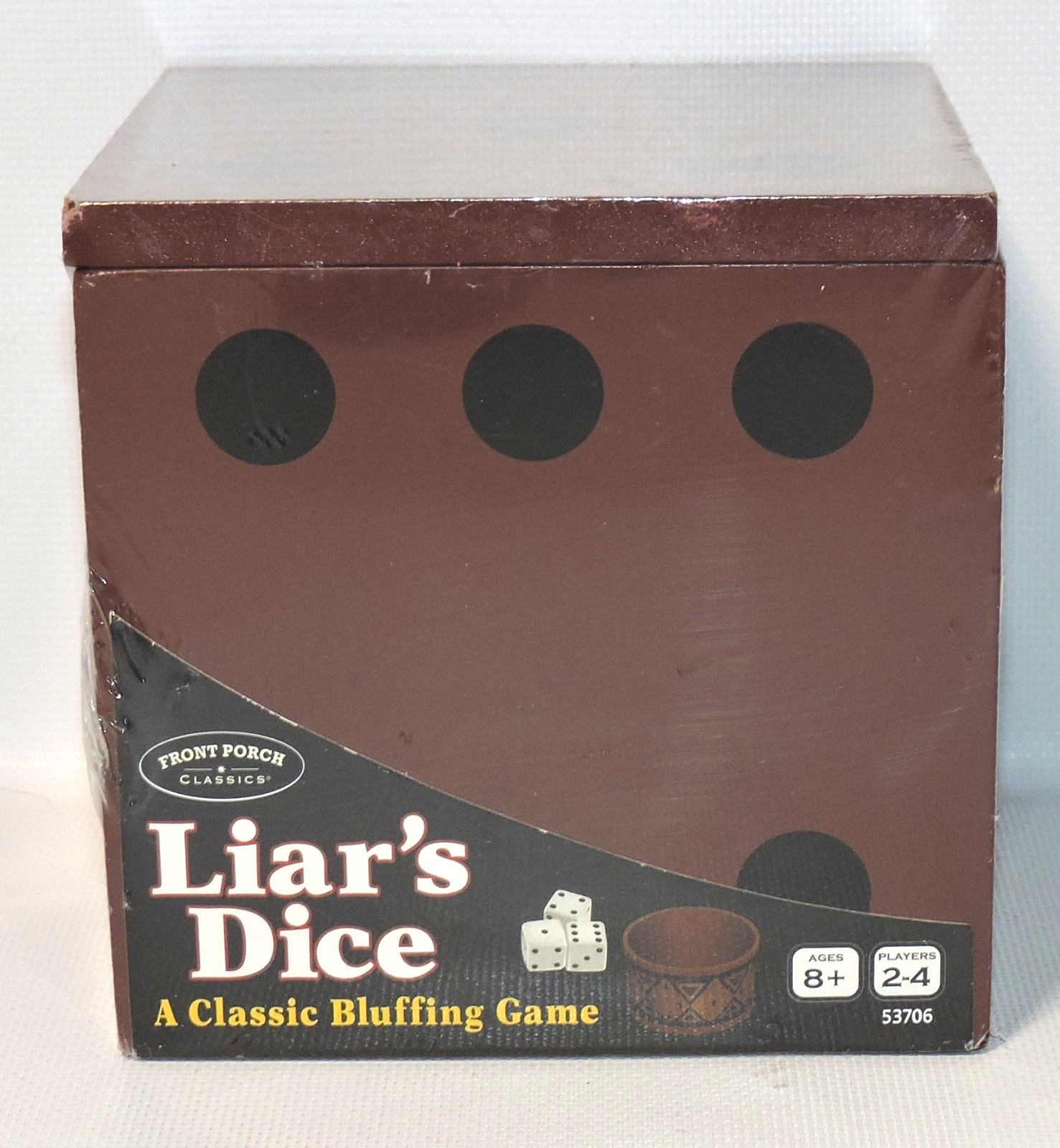 Front Porch Classics Liar’s Dice Bluffing Game Wood Box Dice Set NIB NEW, SEALED