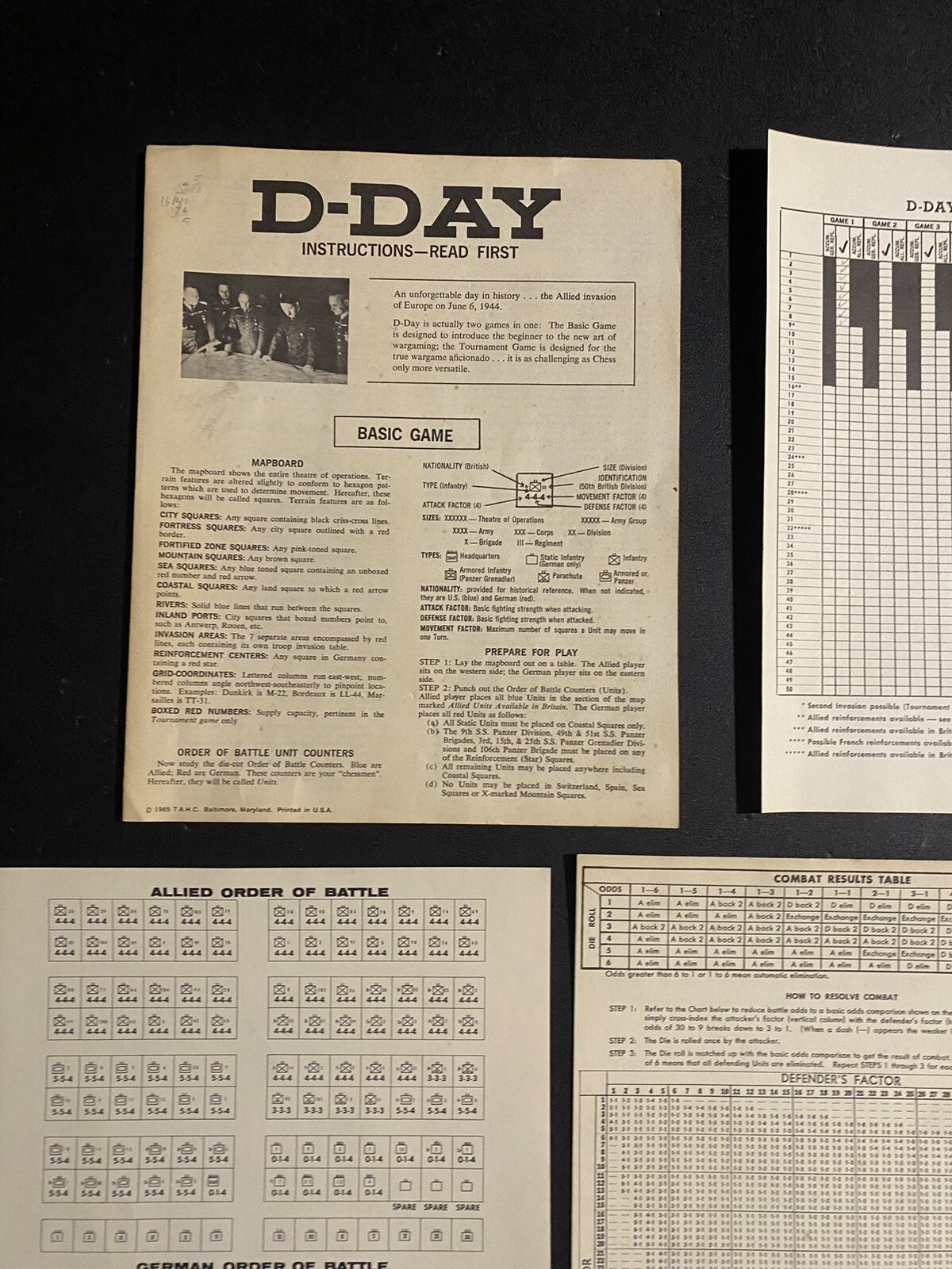 1961 Vintage Avalon Hill D-Day Invasion Board Game World War II WW2 War Strategy
