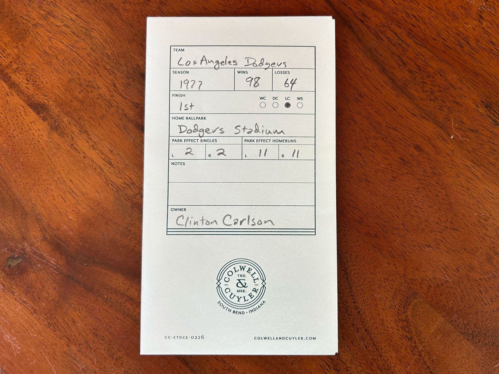 Colwell & Cuyler Strat-O-Matic SOM Baseball Envelopes w/Roster – 50 Envelopes