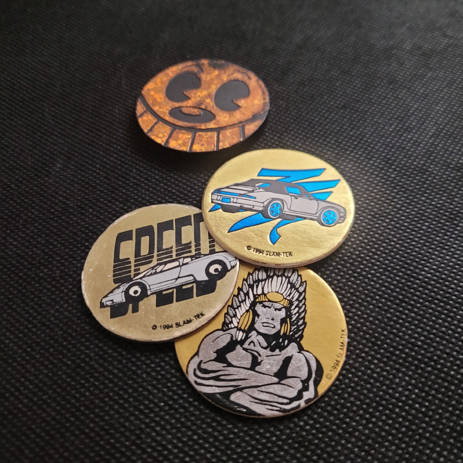 World POG Federation Felix The Cat Slammer + 3 Slam Tek Milk Caps 90s Porsche