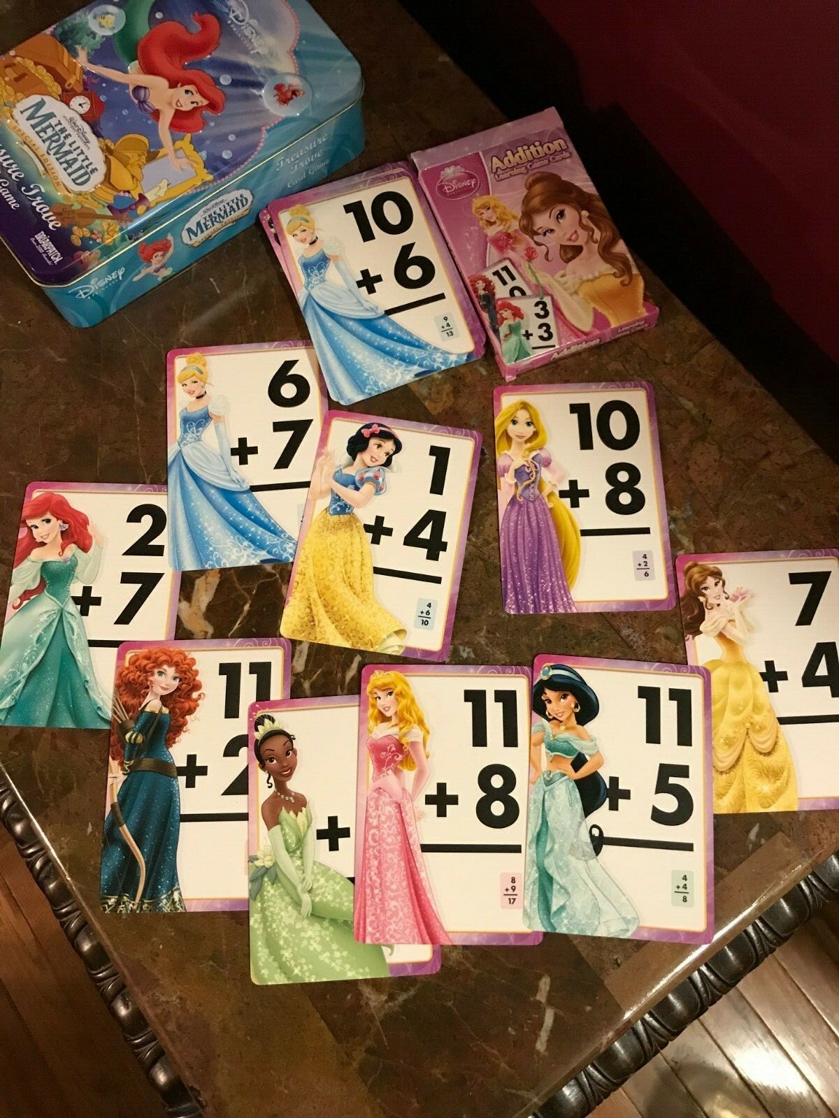 Disney Little Mermaid Treasure Trove Card Game Collectible Tin Lot 3 Old Maid