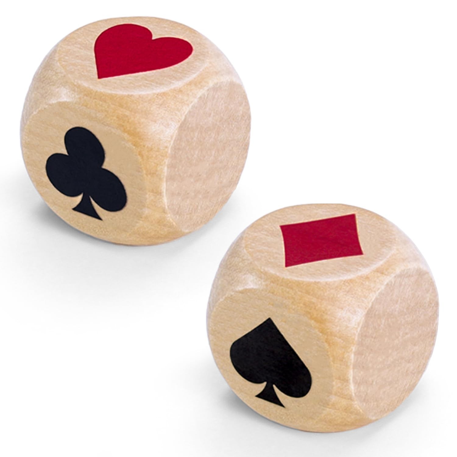 Trump Marker Dice Set 2PCS – Wooden Euchre Cube 1.57” with Black Velvet Storage