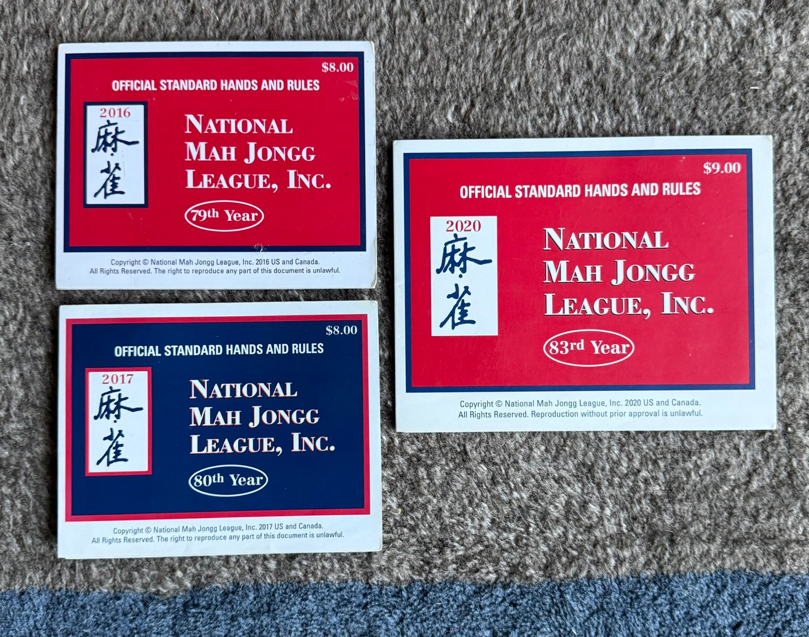7 National Mah Jongg League NMJL Standard Hands And Rules Cards 2016 – 2022