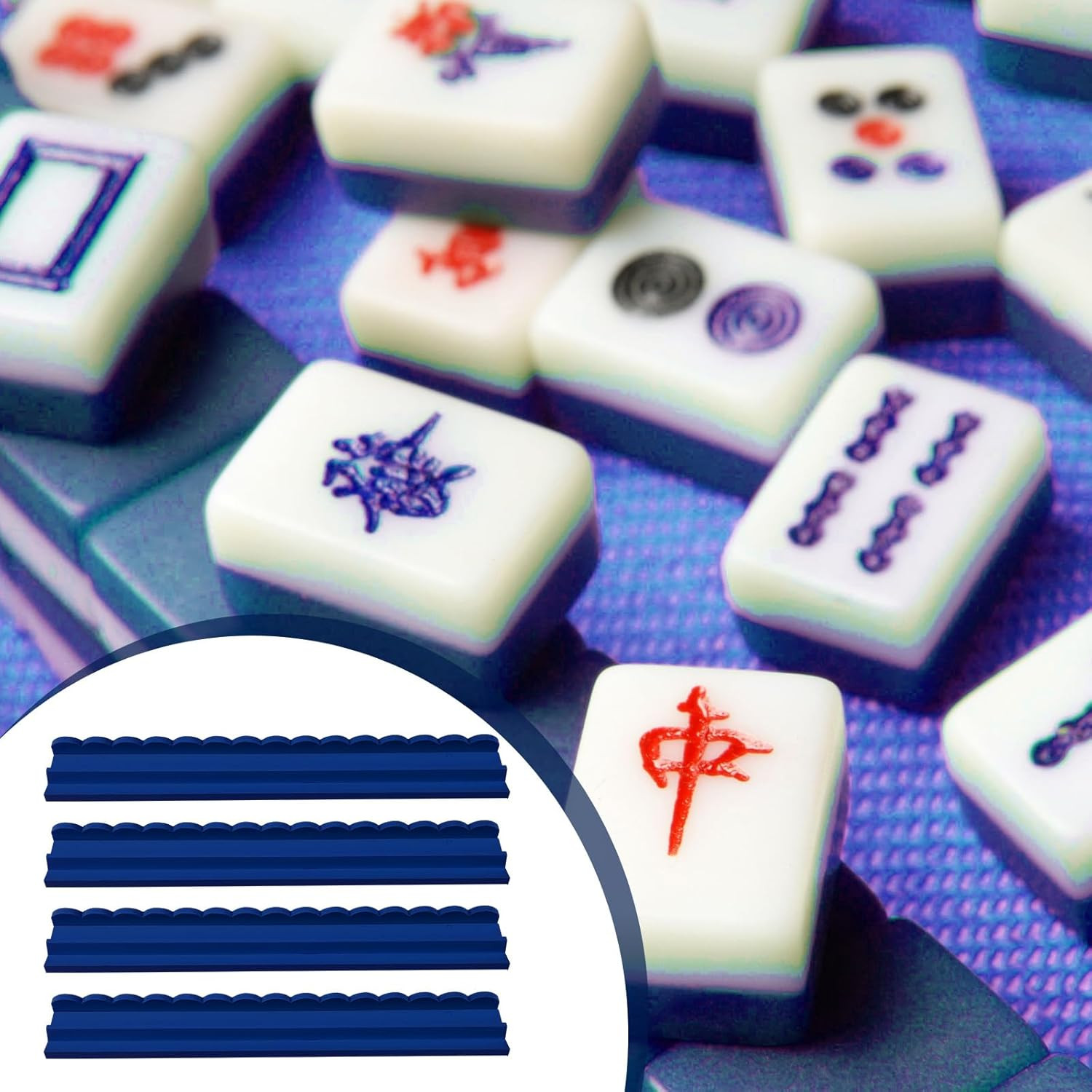 4 Pcs Wooden Mahjong Rack with Pusher 4 Set Magnet American Mahjong Rack Magneti