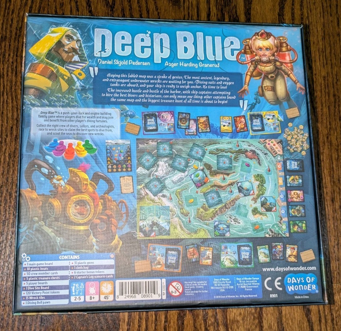 Deep Blue BoardGame Days of Wonder 2019 Family Ocean Sea Diving Game Treasure