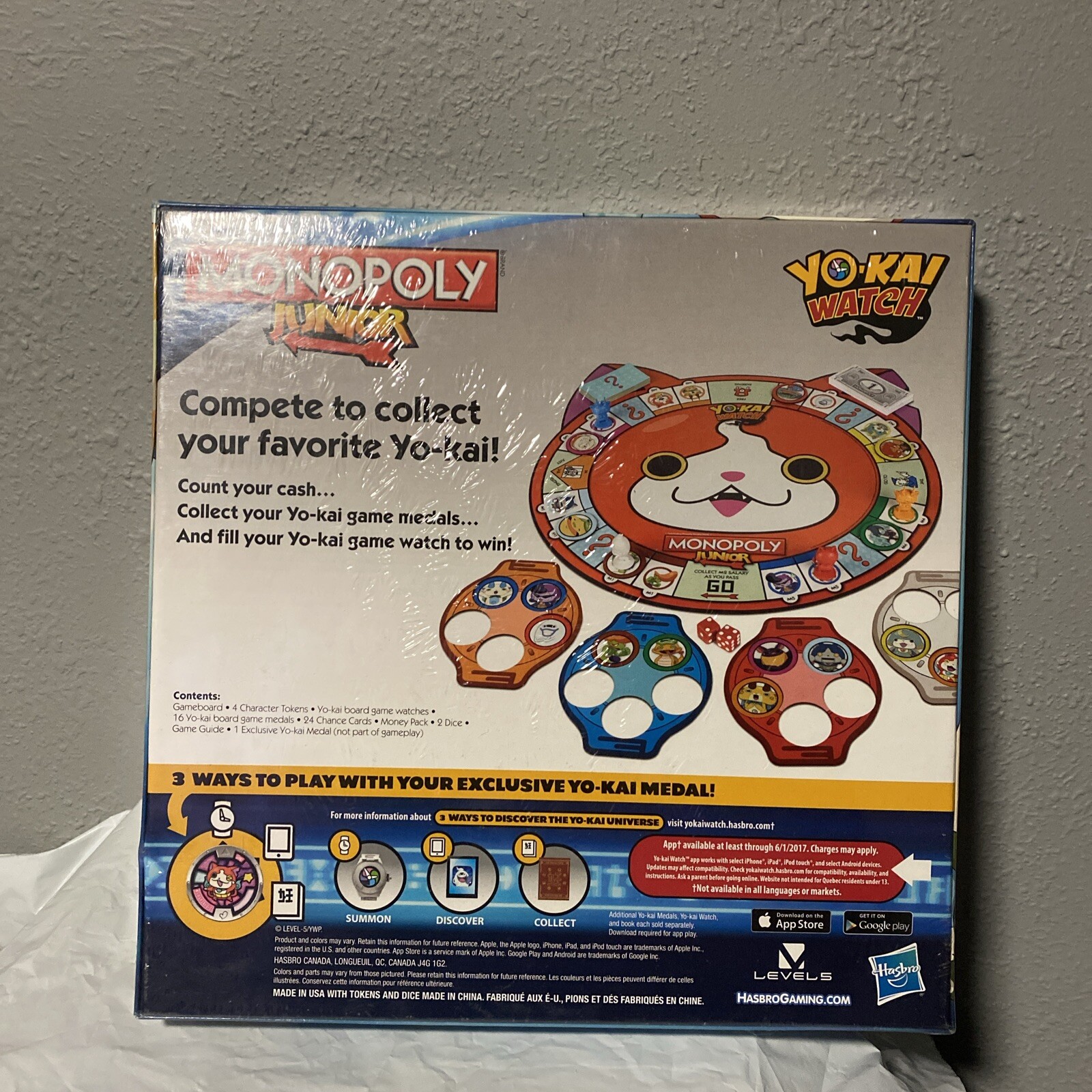 Monopoly Junior Yo-Kai Watch Edition Board Game w/Exclusive Yokai Medal Sealed