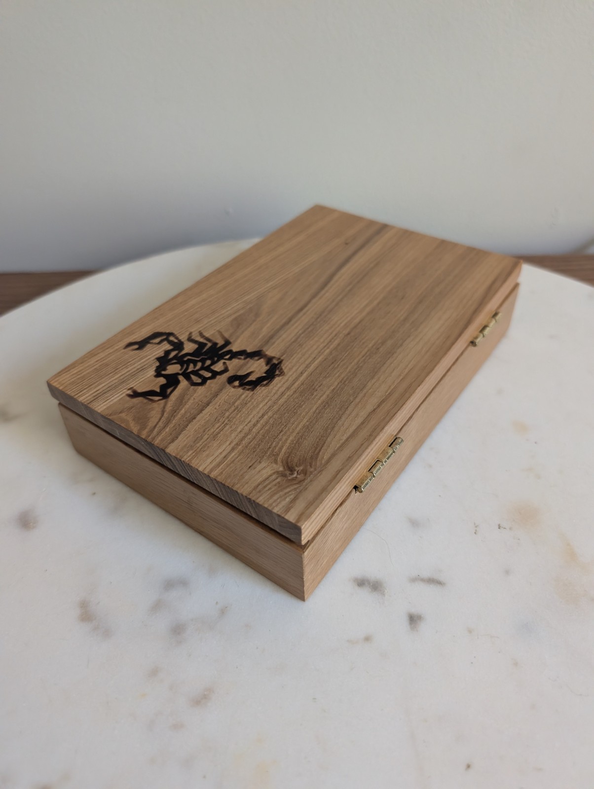 Dominoes Set 28 Tiles in Handmade Wood Storage Box Scorpion Inlay Lid