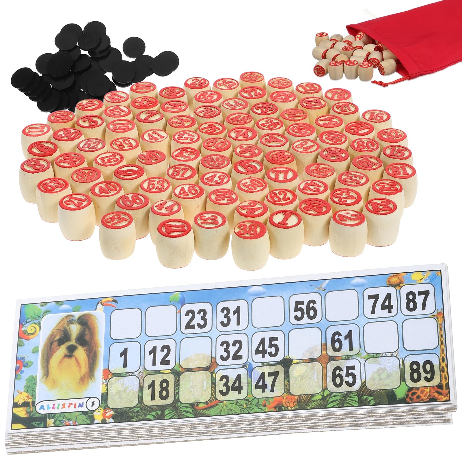 Russian Lotto Game Wooden Bingo Set with Numbers 1–90 Traditional Russian Bin…