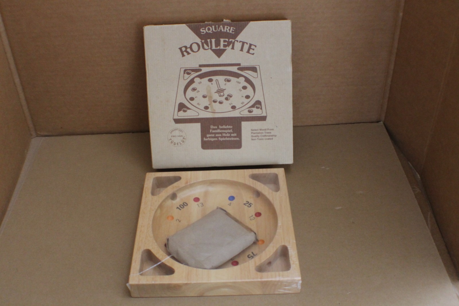 OPEN BOX / Square Roulette Board Game Wood
