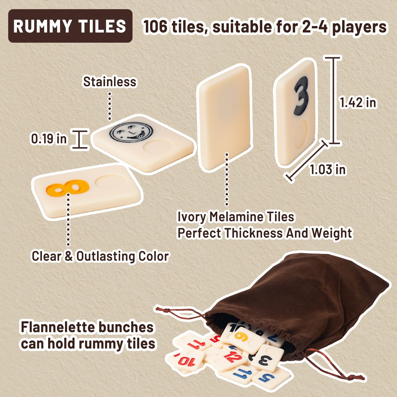 Extguds Deluxe Rummy Cube Game Set 106 Tiles Classic Wooden Game 4 Handmade