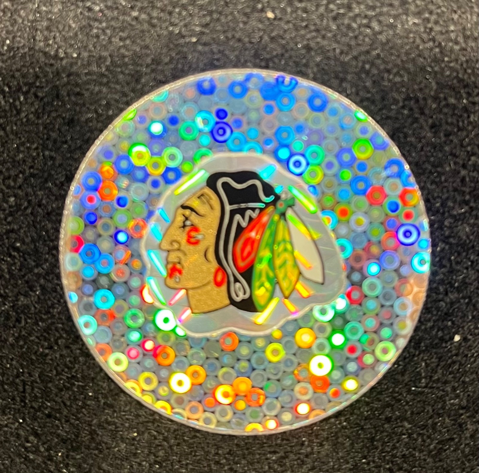 Chicago Blackhawks (white Feather) NHL Team Logo Metal Pog Slammer Silver Glitte
