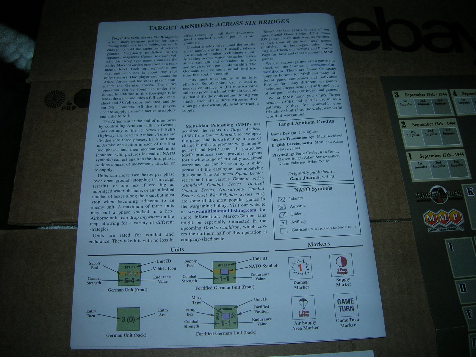 Multiman Wargame Target Arnhem – Across 6 Bridges Bagged punched COMPLETE