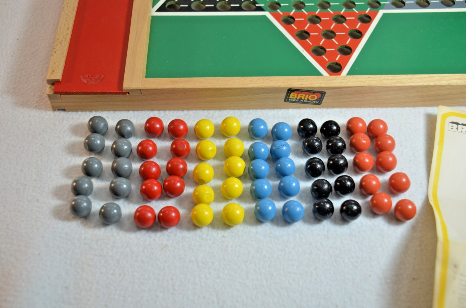 Brio Chinese Checkers Wooden Marbles Board Game Sheden 1970 Ages 5-Up Complete