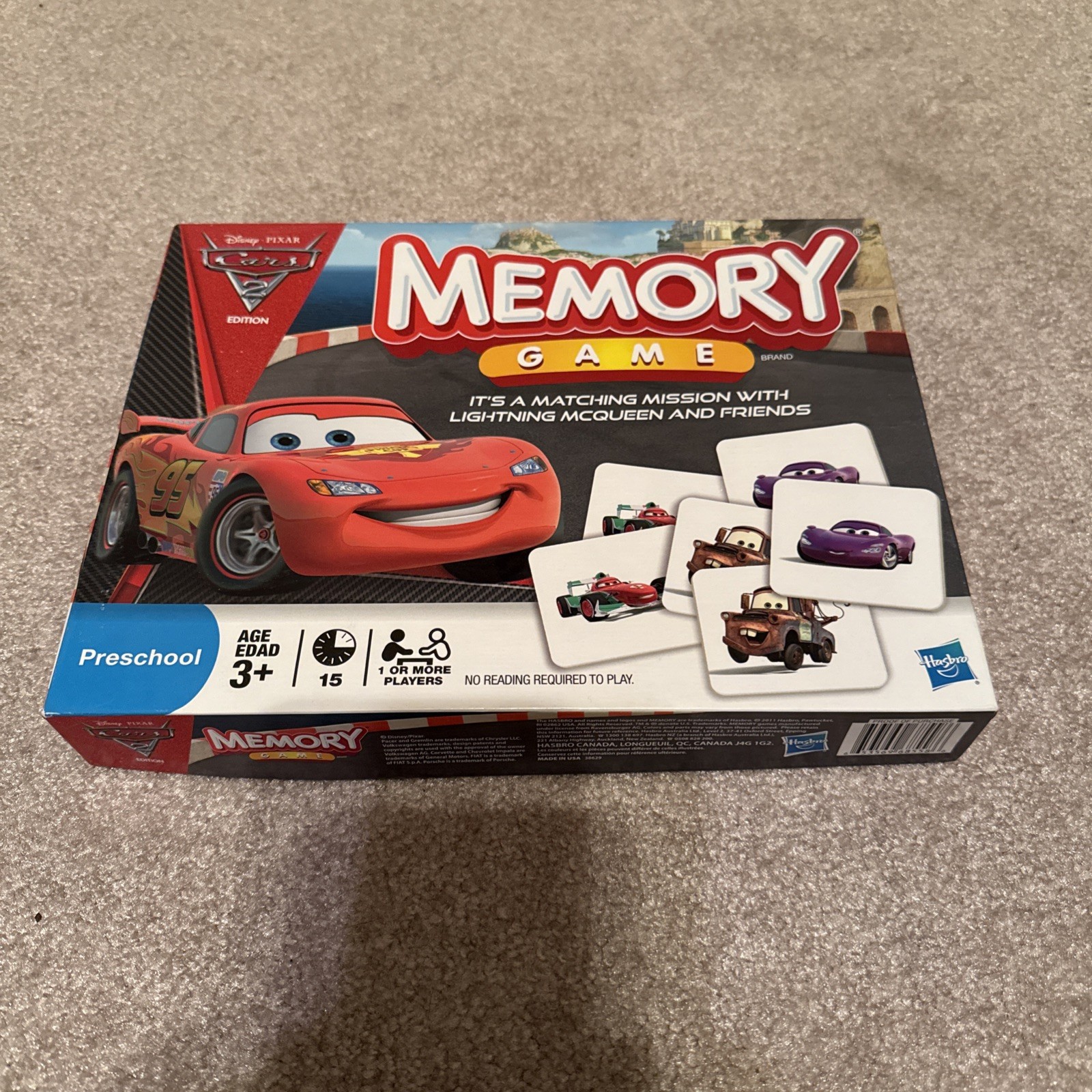 Hasbro Disney Pixar Cars 2 Edition Memory Game Match & Motor Speedway ~EUC~