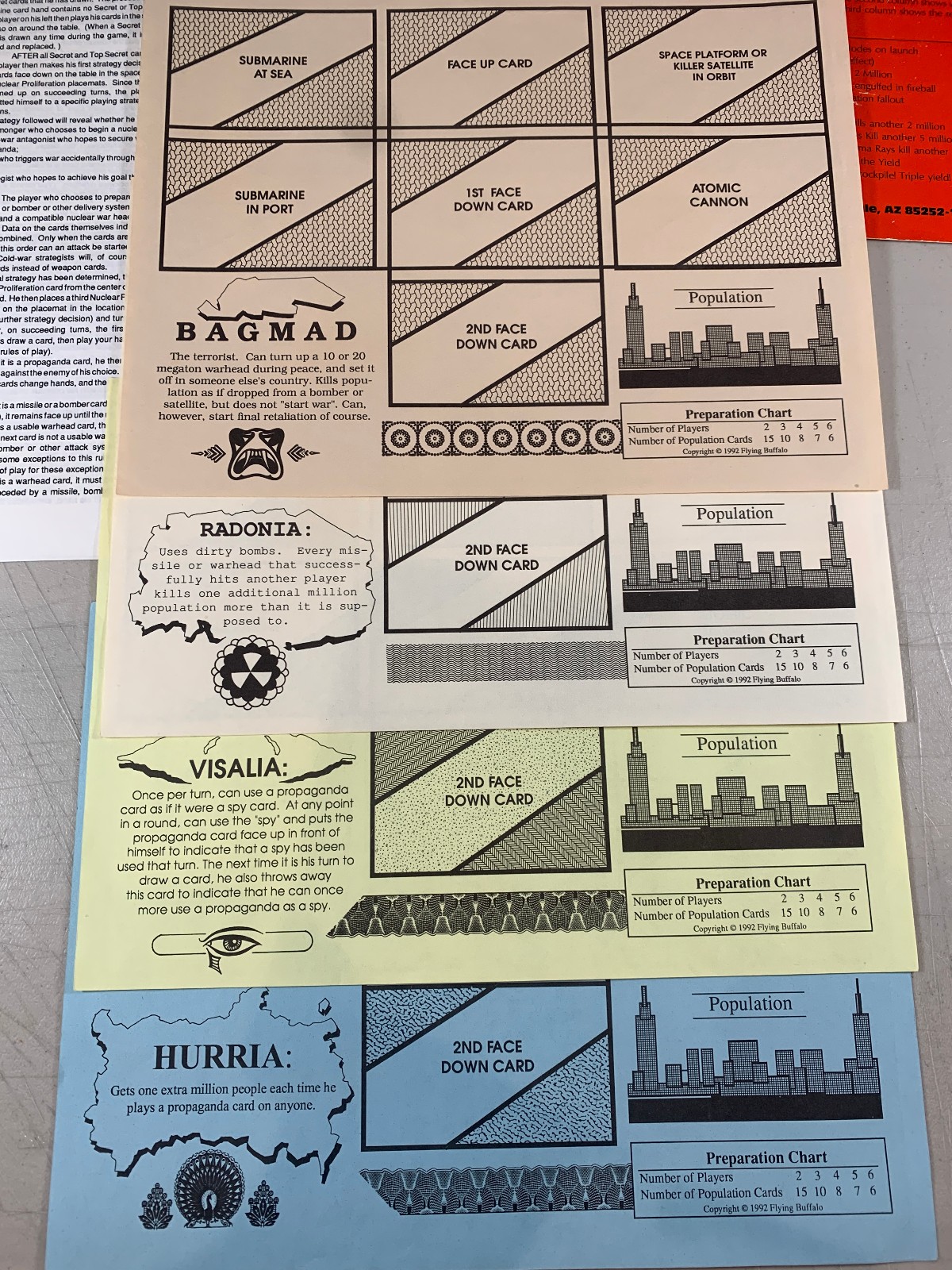 READ! 1992 Flying Buffalo #6004 Nuclear Proliferation + War & Escalation? Game