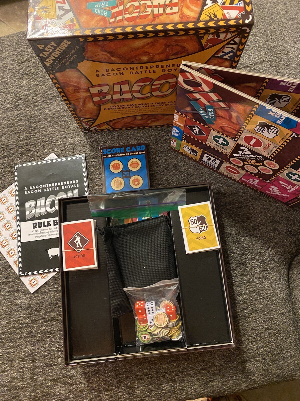 Bacon Road Trip Board Game- Bacontrepreneurs Battle Royale- Master Chef Cookoff