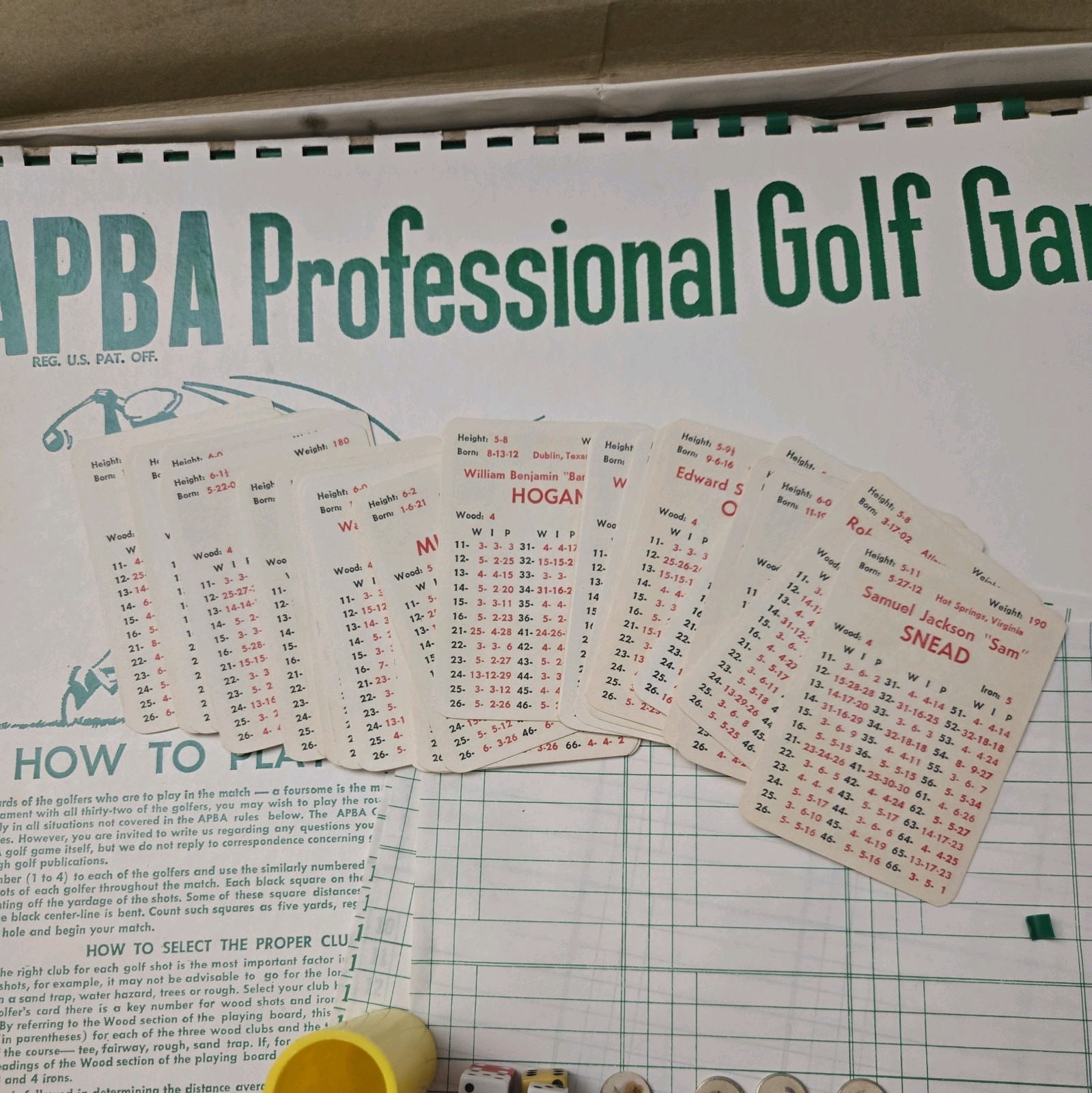 APBA Professional Golf Game 32 Holes, Vintage PGA Course Design Lots Of Pieces