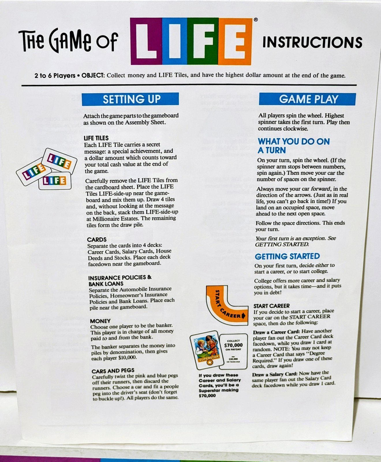 The Game of Life – Milton Bradley Classic Family Kids Complete – Vintage 1991