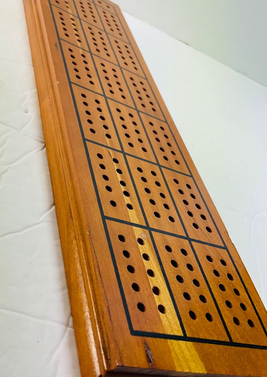 Drueke No 28 Natural Finish Hardwood Cribbage Board Vintage In Box