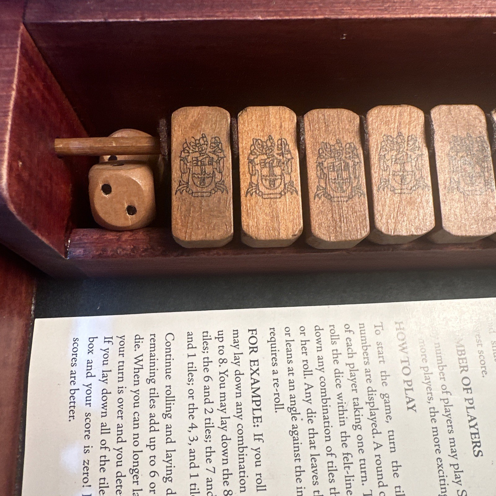 Line Etched Box Vintage Shut The Box Front Porch Board Game W/ Dice 2010