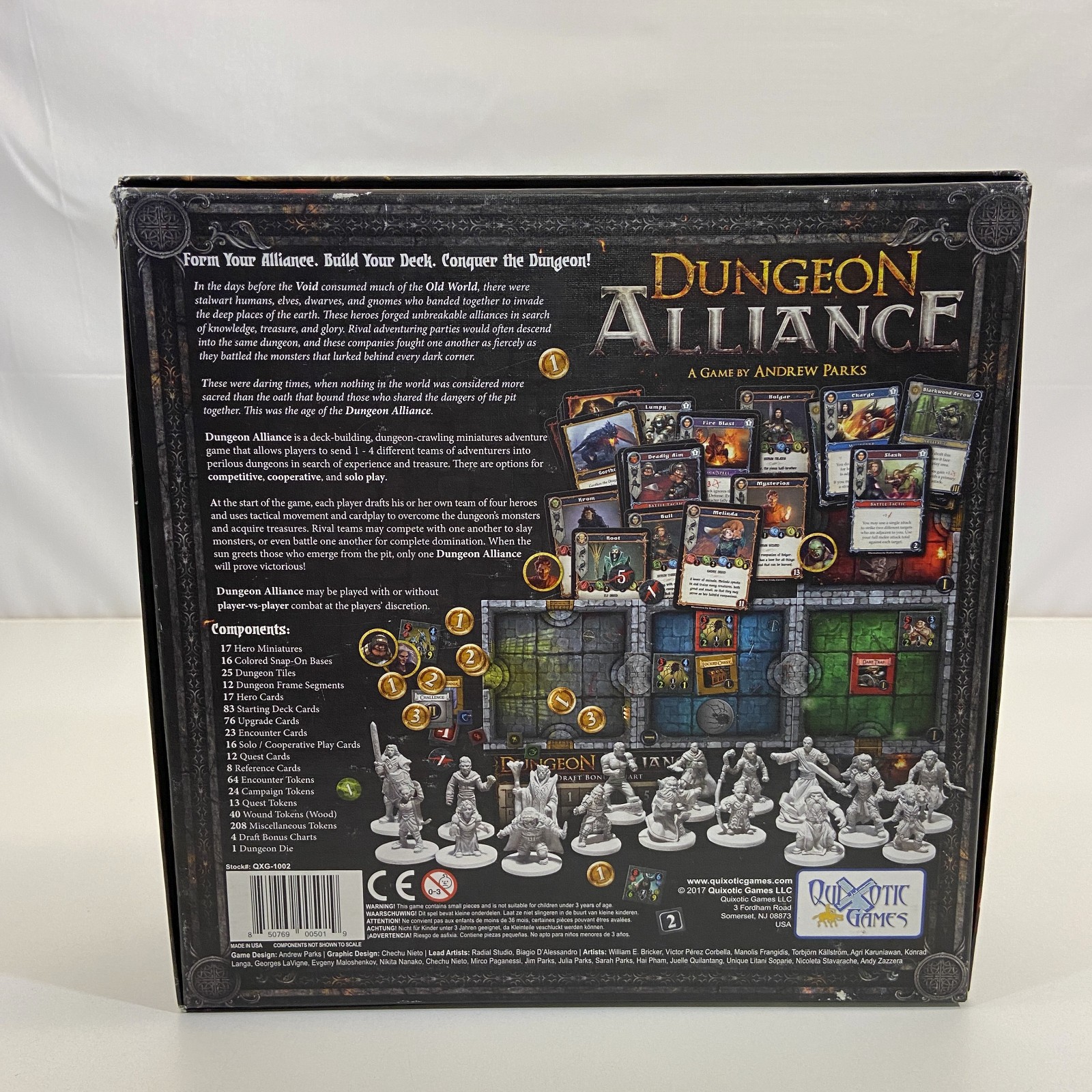Andrew Parks Dungeon Alliance 2017 Quixiotic Board Game MISSING MINI FIGURES