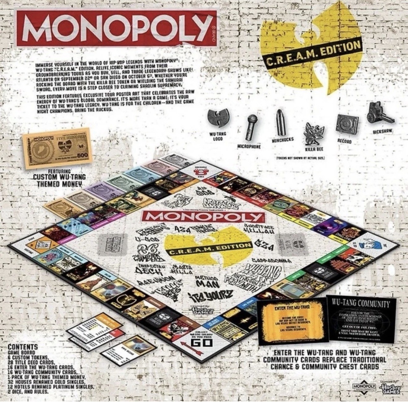 Wu Tang Clan MONOPOLY Board Game Cream (C.R.E.A.M. Edition) New Sealed