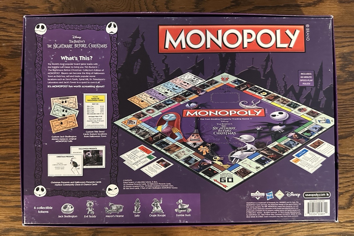 Monopoly Boardgame Tim Burton Nightmare Before Christmas 2015 Collectible READ