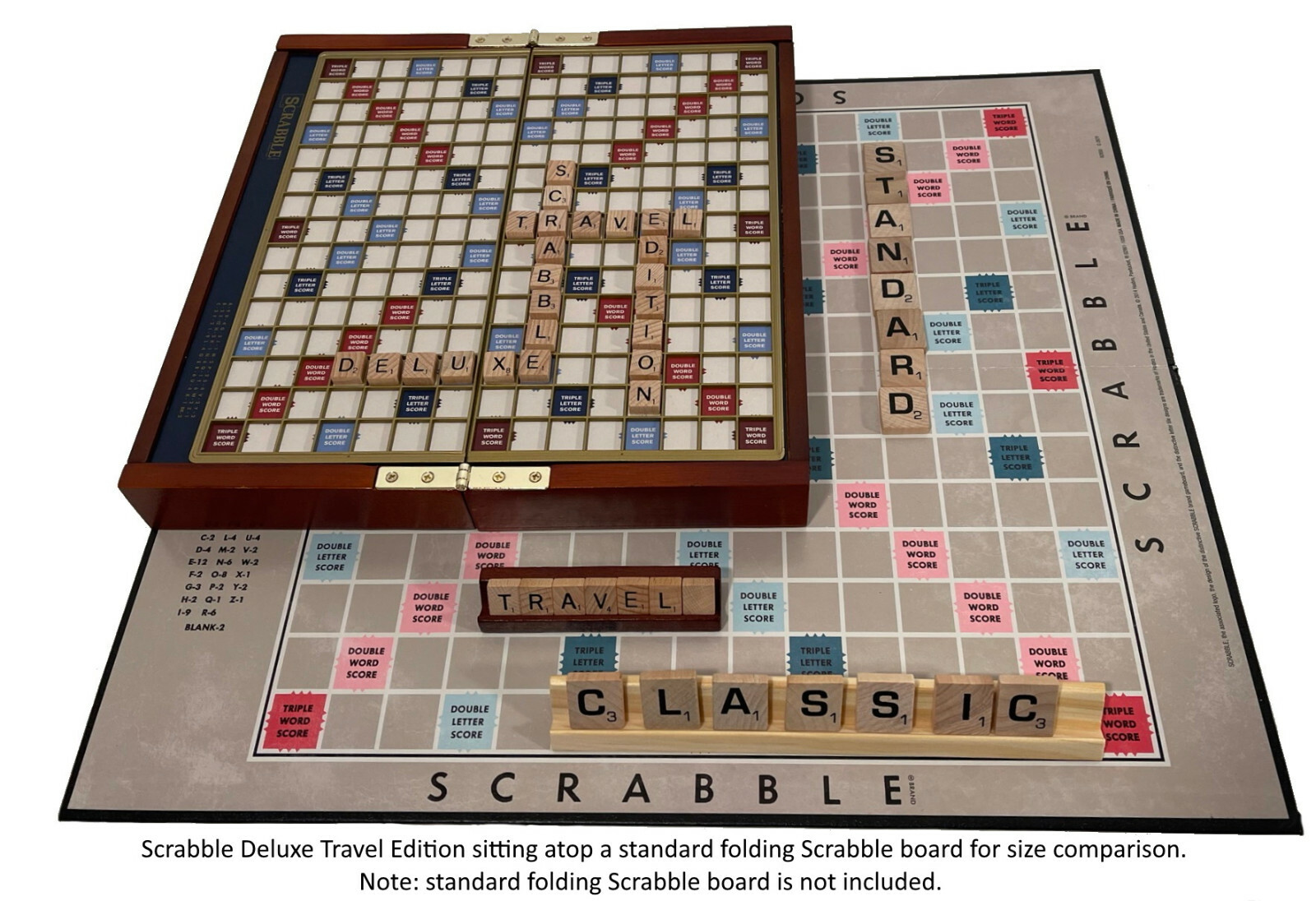 Scrabble Deluxe Travel Edition Wooden Folding Board Game Road Trip Free Shipping