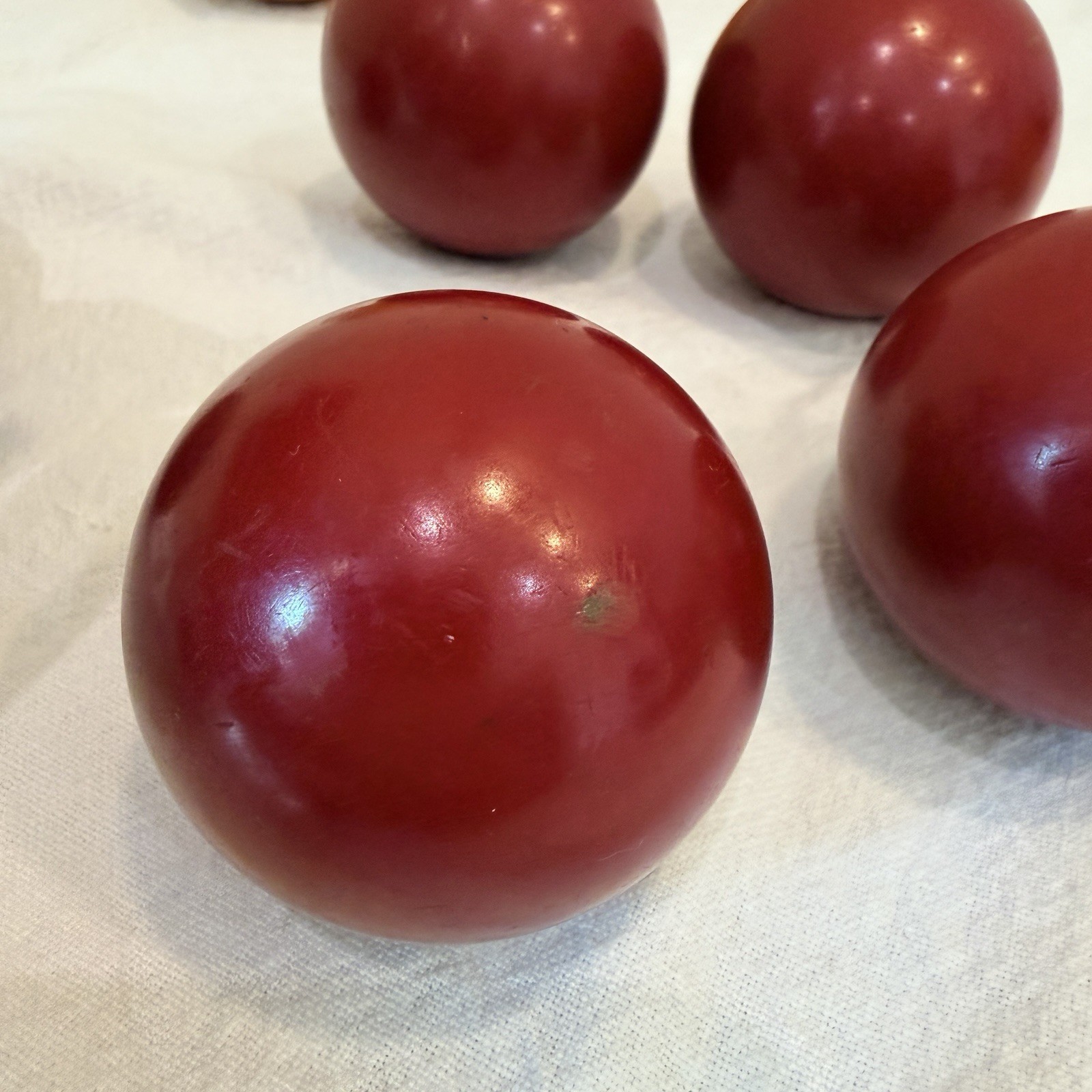 Vintage Bakelite Game Balls Lot 11 Cherry Red Butterscotch Yellow 54-57mm 1460g