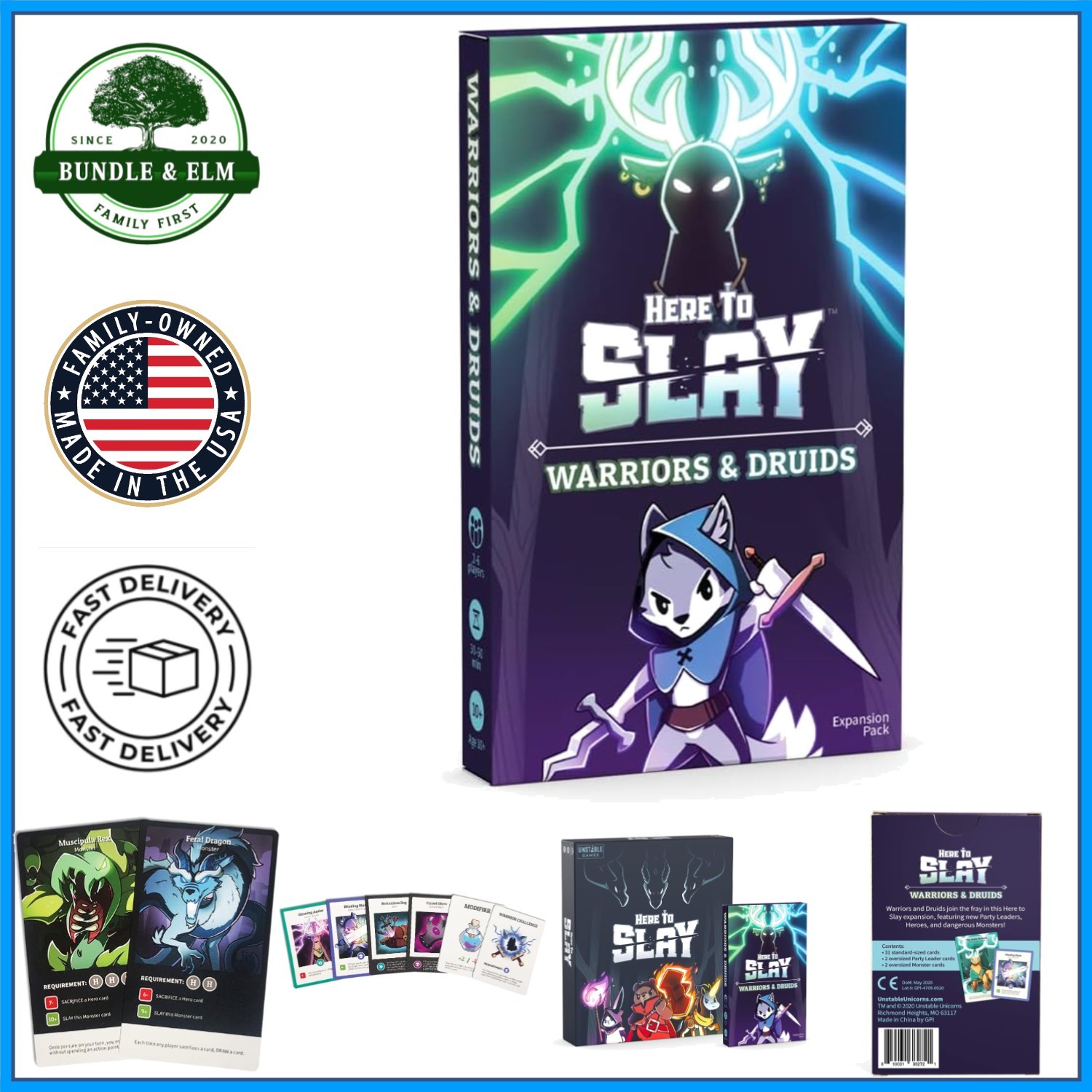 Warriors & Druids Expansion Pack for Here to Slay Card Game – 2-6 Players