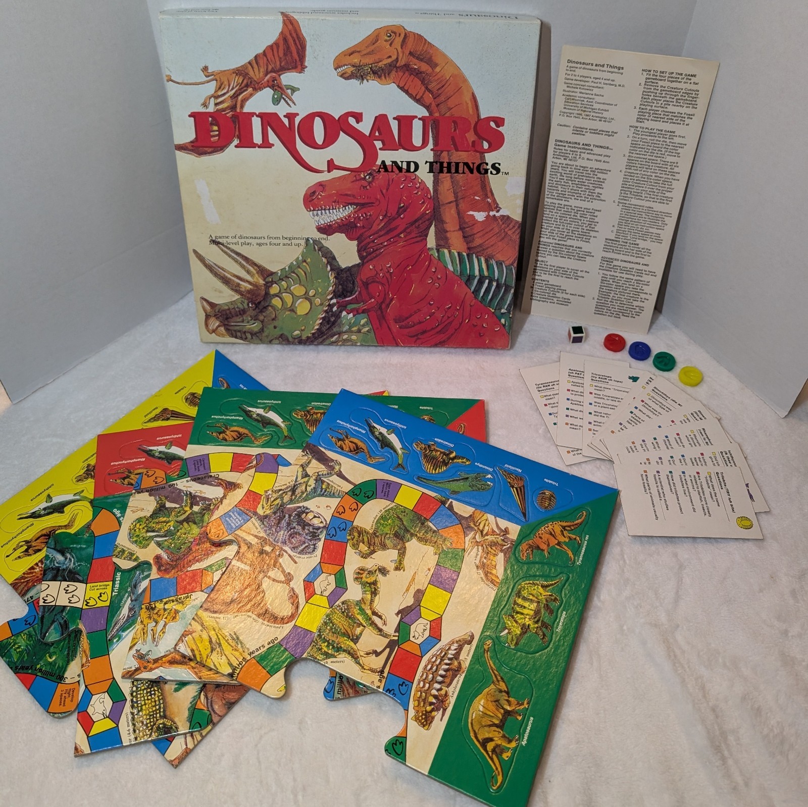 Vintage Dinosaurs and Things Puzzle Board Game 1986 Aristoplay – COMPLETE Rare