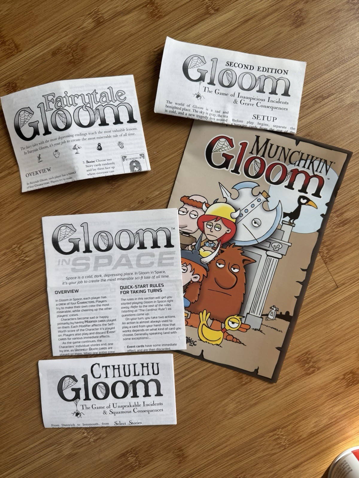GLOOM The Card Game with deluxe Broken token box and Four expansions!