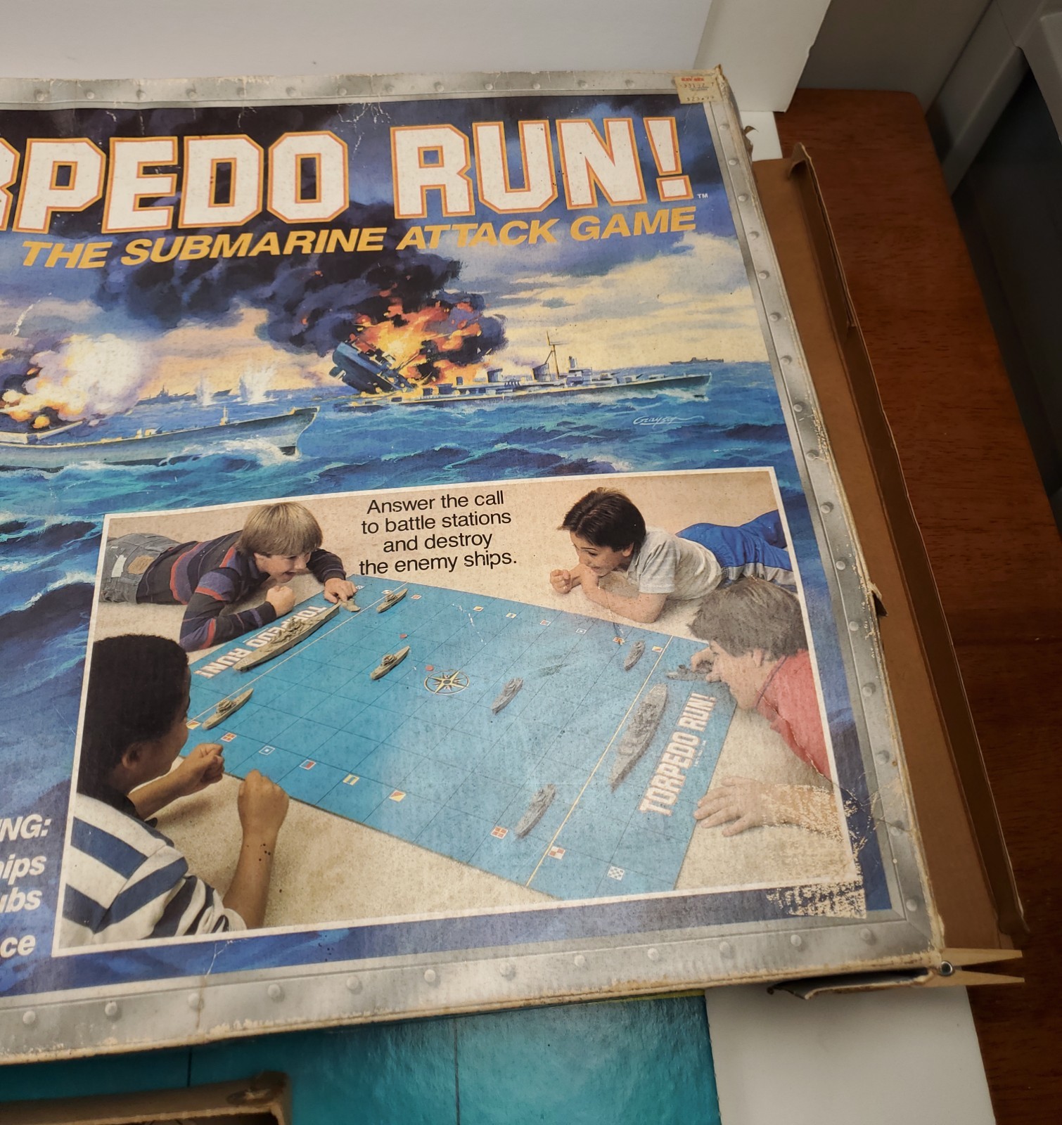 Torpedo Run Board Game Floor Wars Complete Milton Bradley 1986 G+